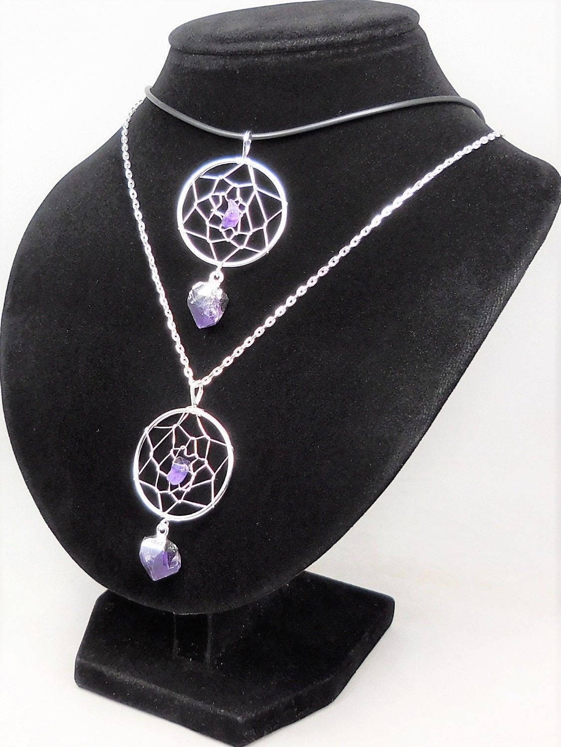 Dreamcatcher Pendant (Amethyst) (Silver Plated)