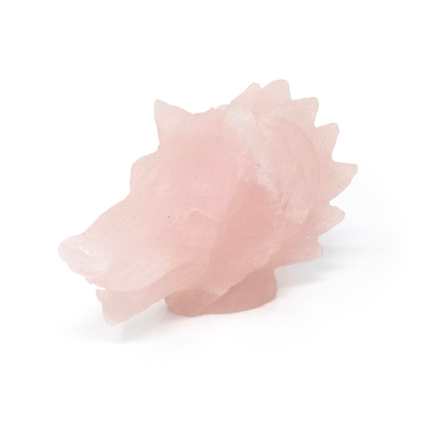 Rose Quartz Wolf Head Carving –