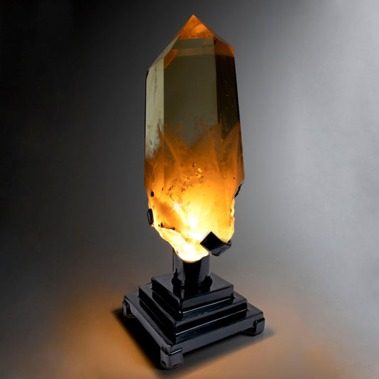 Large Brazilian Citrine Point Lighted Rotating Display Stand – Crystals & Minerals