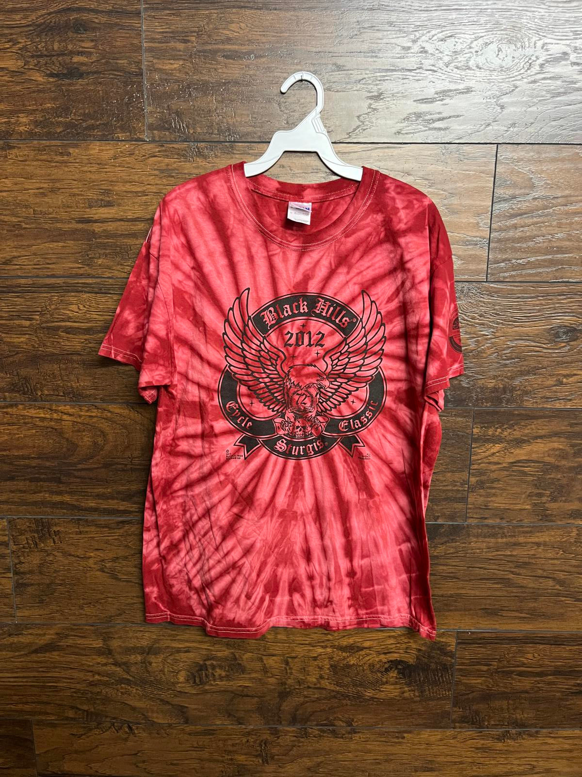 2012 Biker Black HIlls Sturgis Tie Dye T-shirt Bald Eagle L –