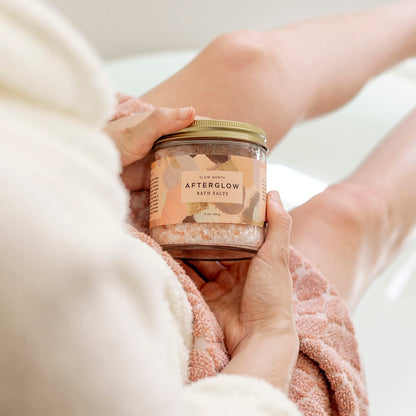 Afterglow Bath Salts – Sandalwood, Ylang Ylang, Jasmine & Geranium (15oz Jar) – Body Care