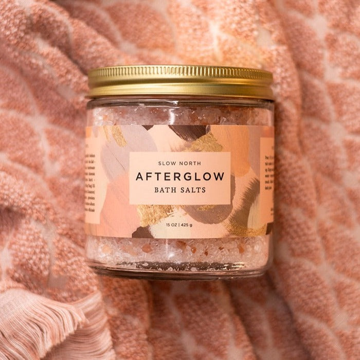 Afterglow Bath Salts – Sandalwood, Ylang Ylang, Jasmine & Geranium (15oz Jar) – Body Care