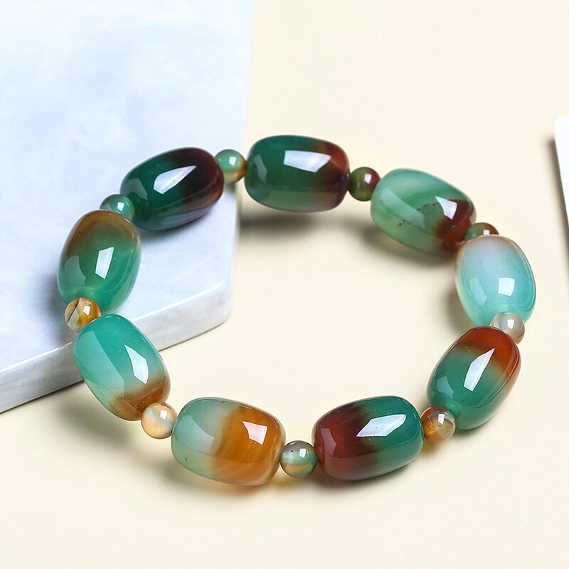 Peacock Agate Beaded Bracelet | 14mm & 18mm