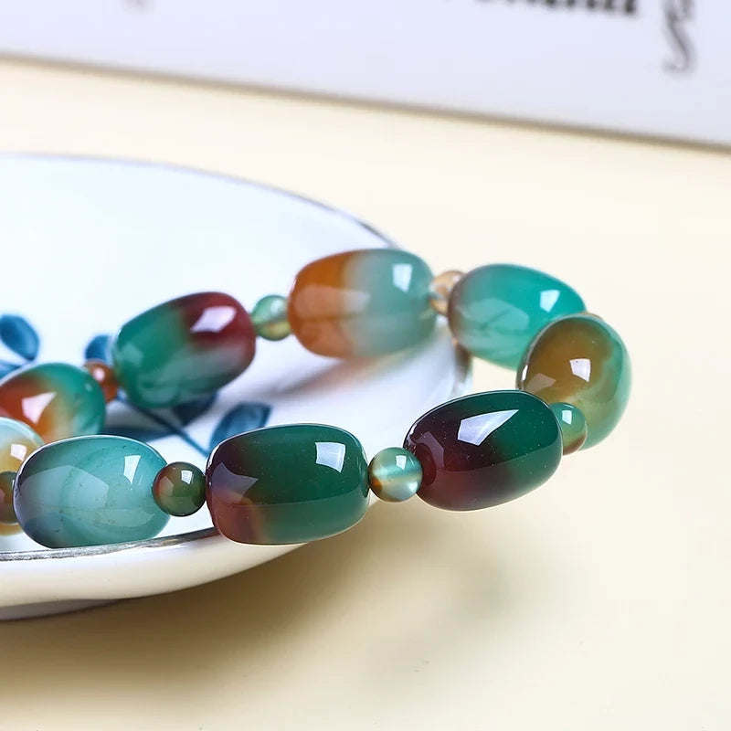 Peacock Agate Beaded Bracelet | 14mm & 18mm