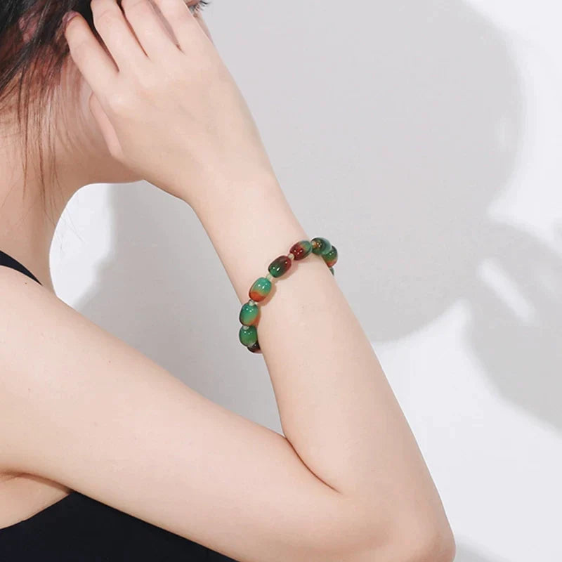 Peacock Agate Beaded Bracelet | 14mm & 18mm