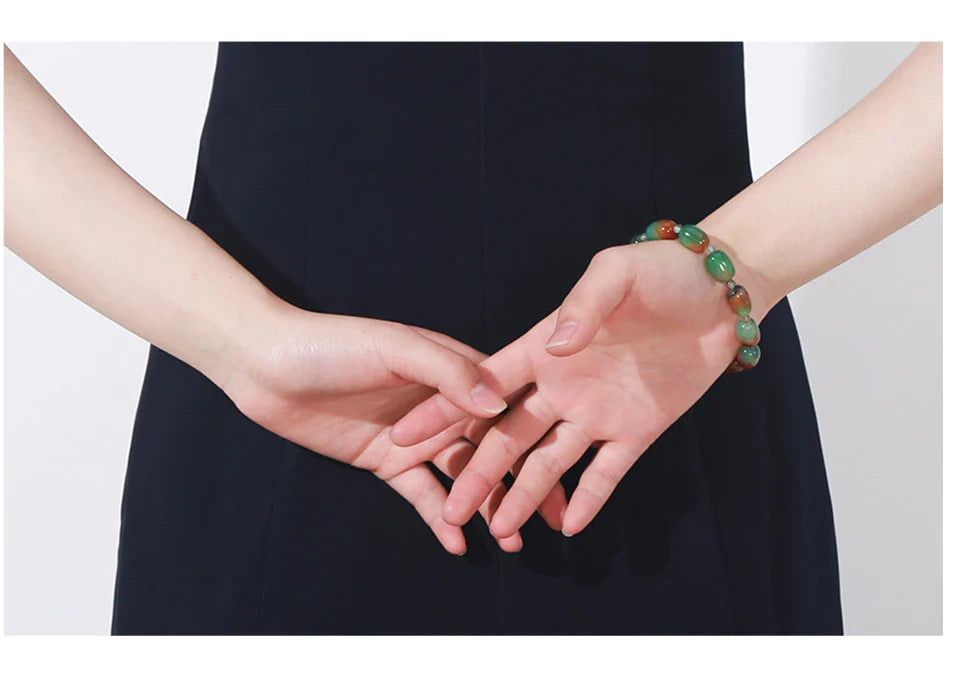Peacock Agate Beaded Bracelet | 14mm & 18mm