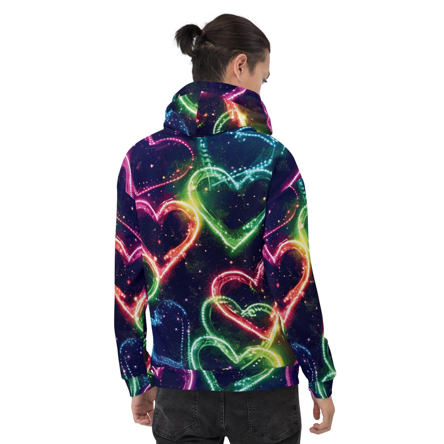 Vibrant Neon Heart Unisex Festival Hoodie