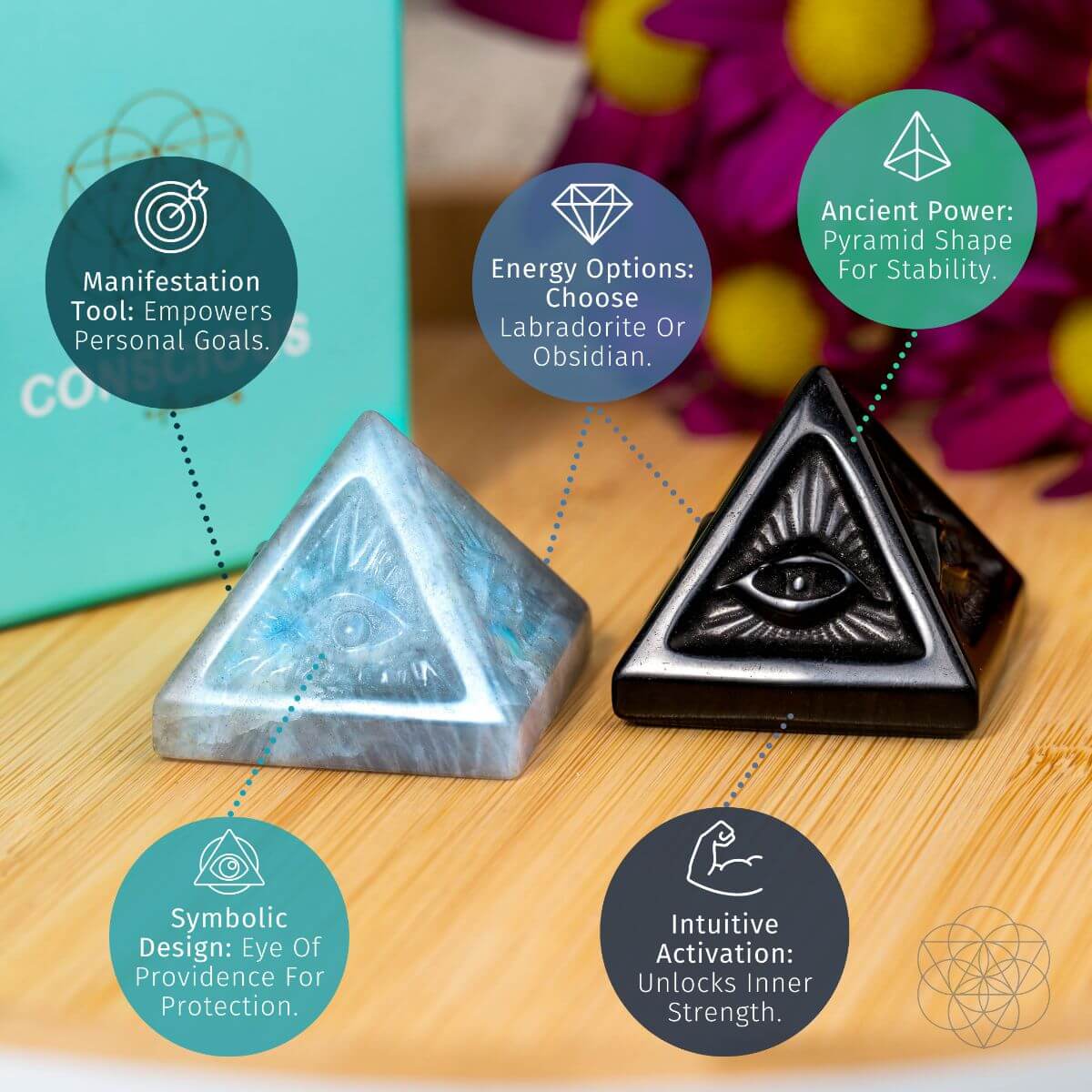 All Seeing Eye - Crystal Carved Pyramid of Ancient Wisdom – Crystal Heart