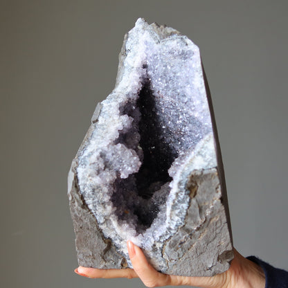 Amethyst Geode Blue Chalcedony Spiritual Meditation Crystal 8 inch – Clusters