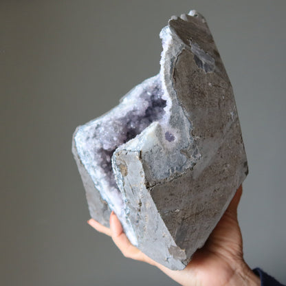 Amethyst Geode Blue Chalcedony Spiritual Meditation Crystal 8 inch – Clusters
