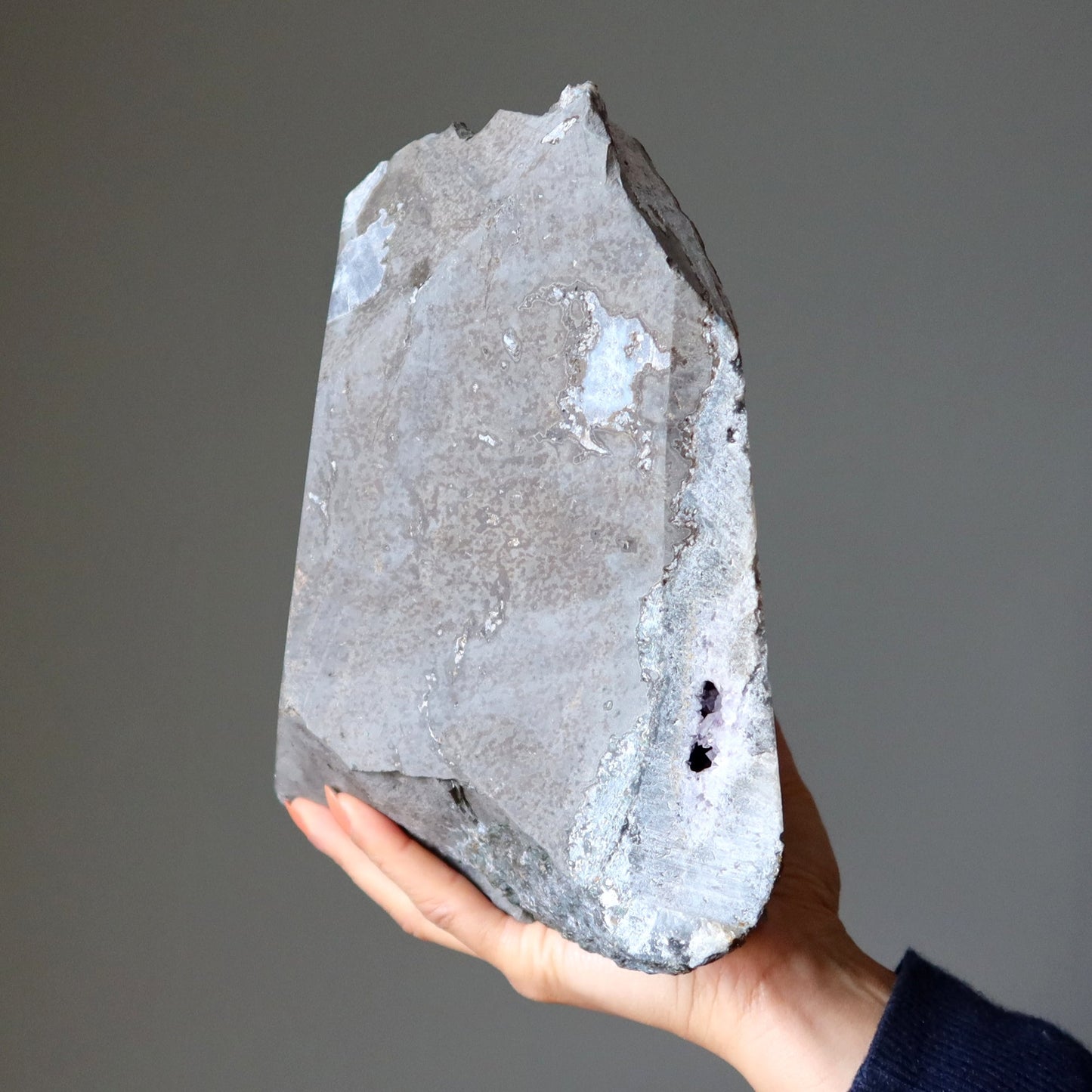Amethyst Geode Blue Chalcedony Spiritual Meditation Crystal 8 inch – Clusters
