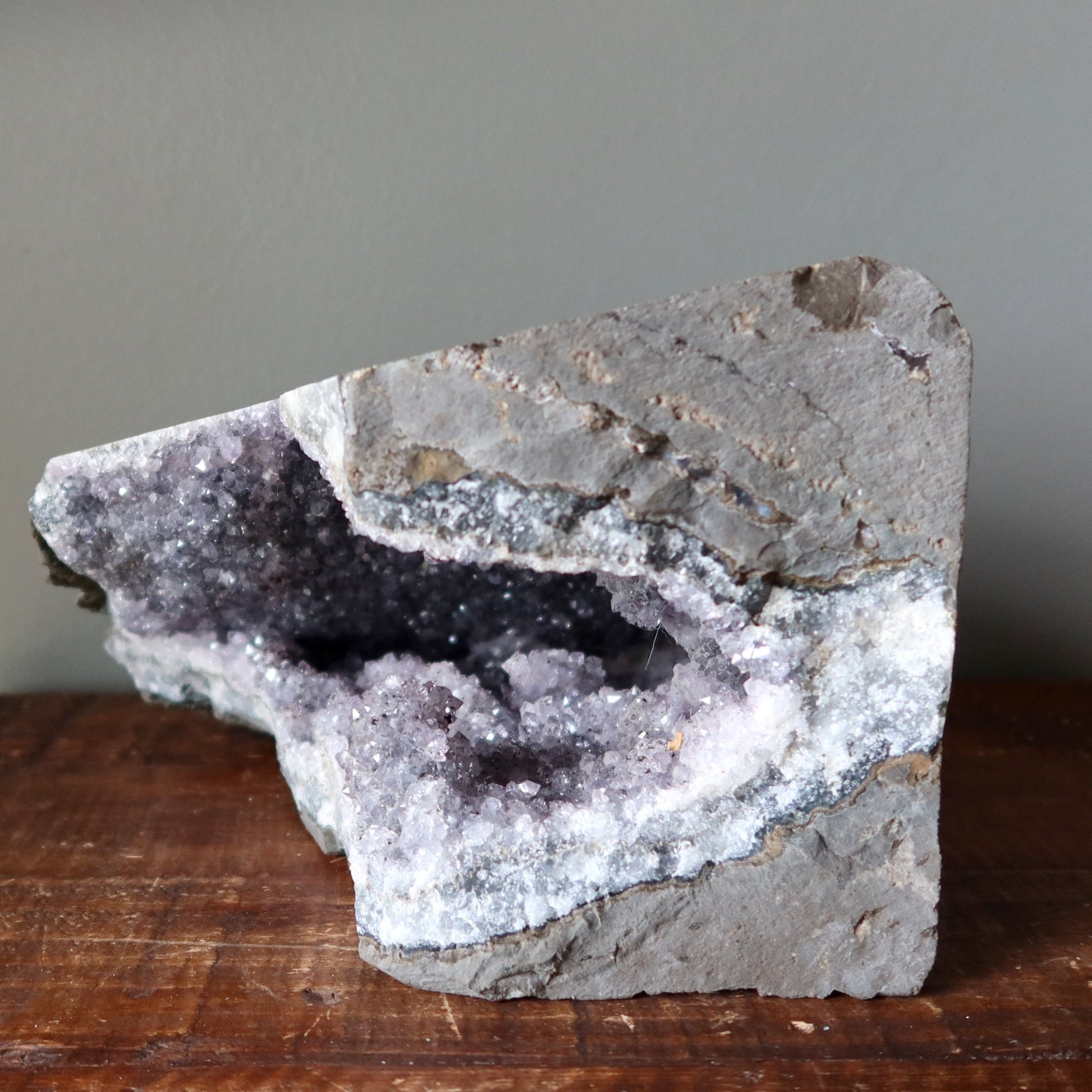 Amethyst Geode Blue Chalcedony Spiritual Meditation Crystal 8 inch – Clusters