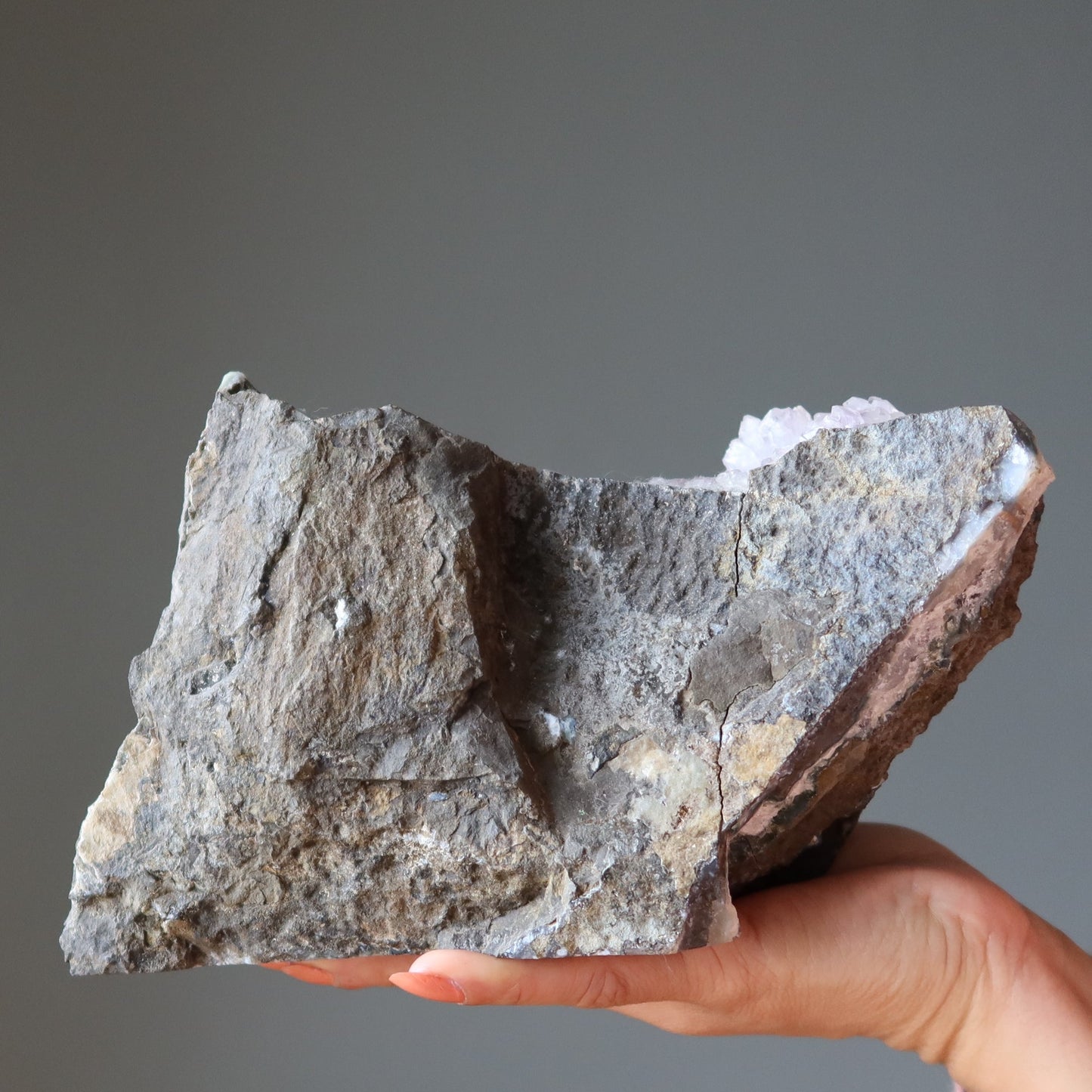 Amethyst Geode Dogtooth Calcite Holy Crystal Sculpture 8 Inch – Clusters