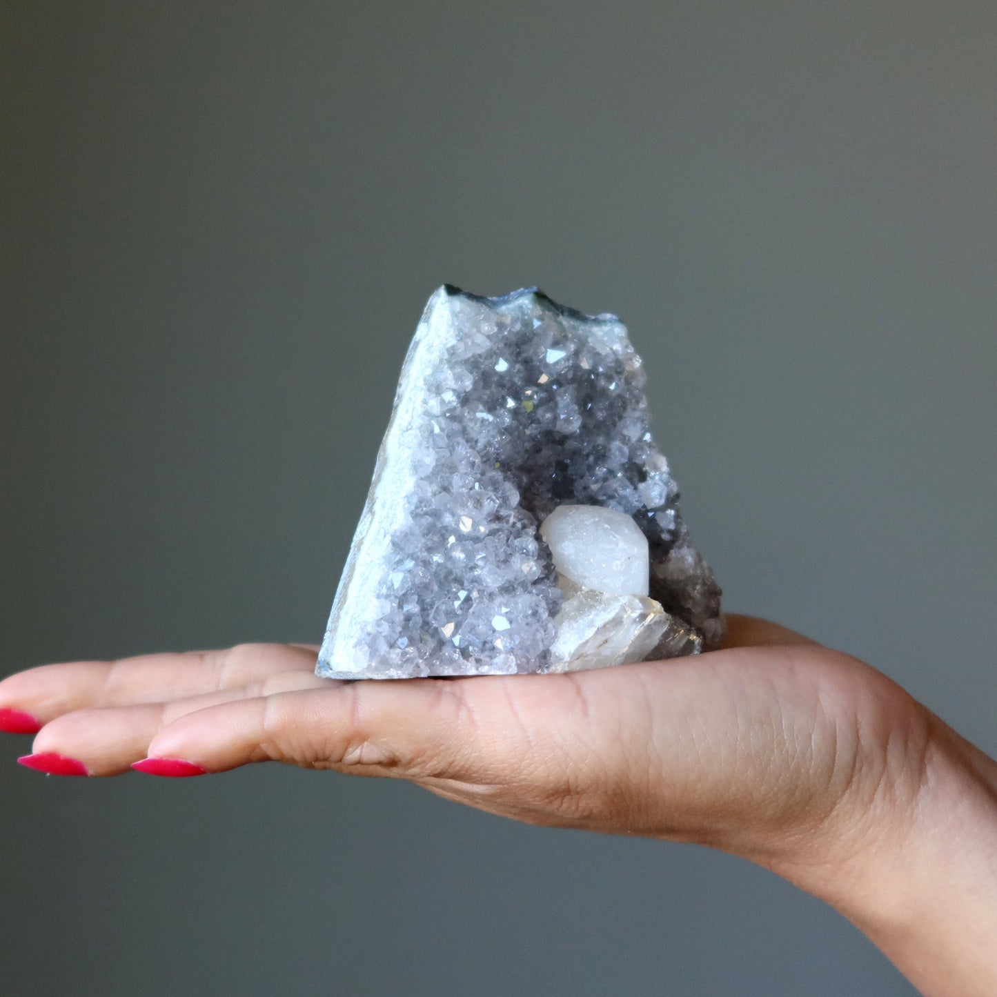 Amethyst Geode White Calcite Cluster Soul Awakening 3 Inch – Clusters