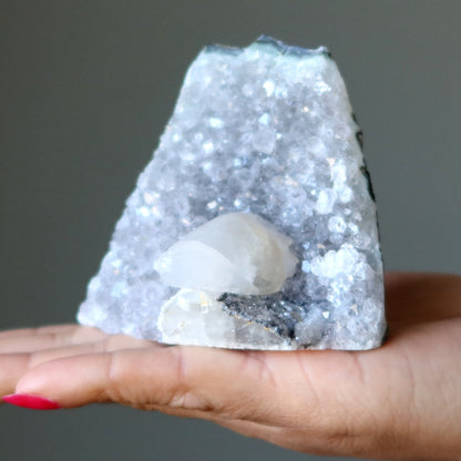 Amethyst Geode White Calcite Cluster Soul Awakening 3 Inch – Clusters