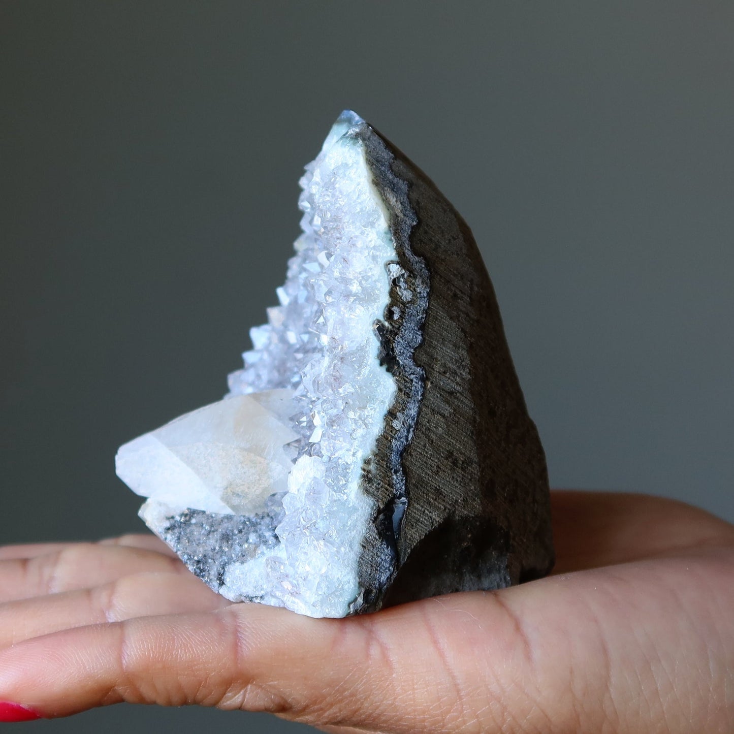 Amethyst Geode White Calcite Cluster Soul Awakening 3 Inch – Clusters