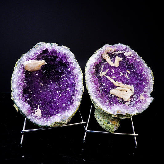 Amethyst Geode with Calcite Natural Mineral Specimen  # B 6740