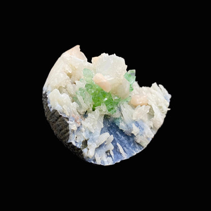 Top Collector Apophyllite & Blue Chalcedony Zeolite Specimen | 4-in-1 Gemmy Green Apophyllite with Calcite & Stilbite | Jalgaon, India DK81