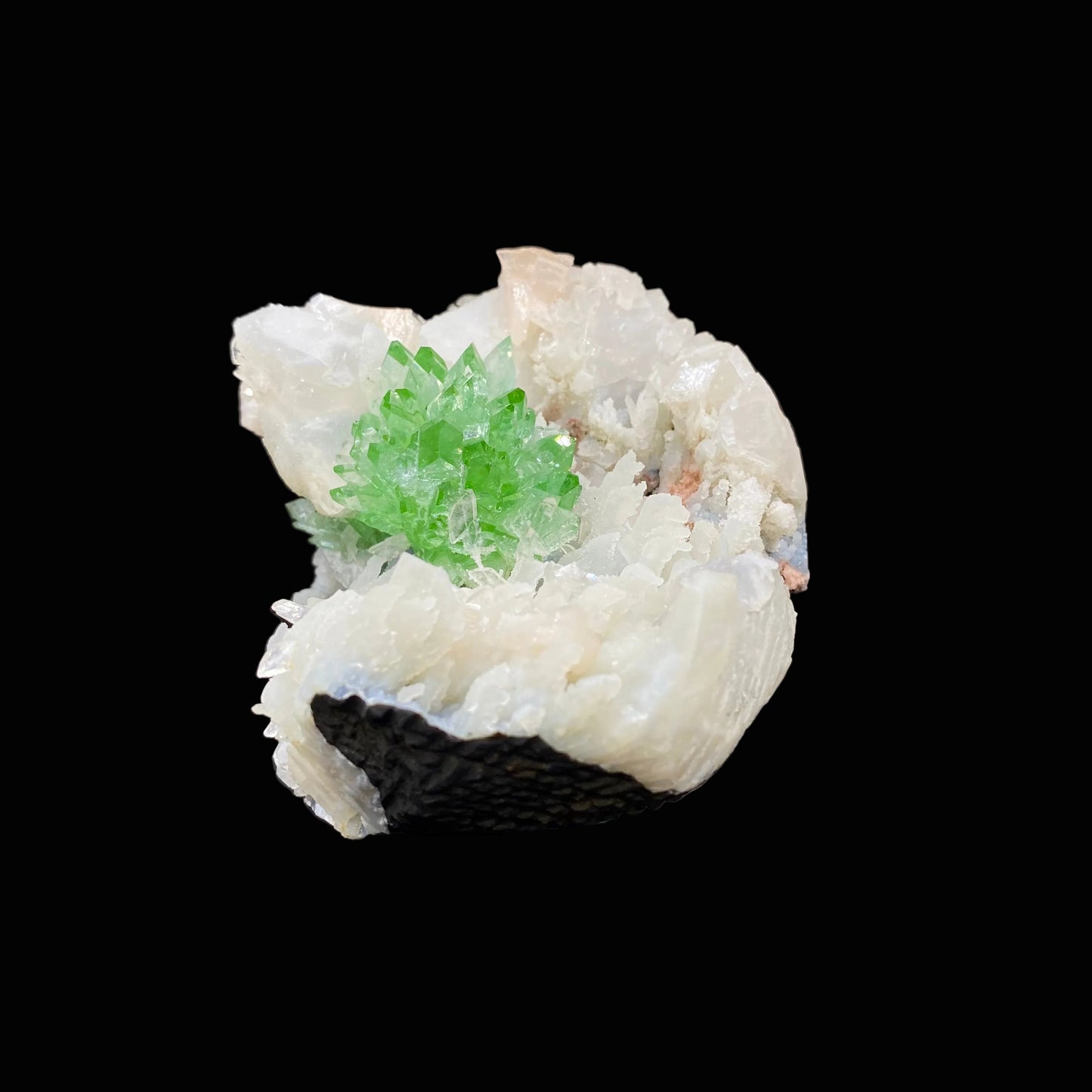 Top Collector Apophyllite & Blue Chalcedony Zeolite Specimen | 4-in-1 Gemmy Green Apophyllite with Calcite & Stilbite | Jalgaon, India DK81