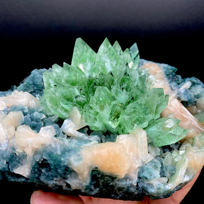 Apophyllite Green Flower on Chalcedony Natural Mineral Specimen – Apophyllite