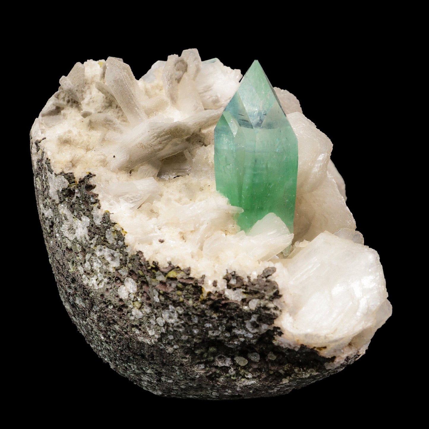 Green Apophyllite & Stilbite Cluster - Jalgaon India - 3" 316g – Apophyllite
