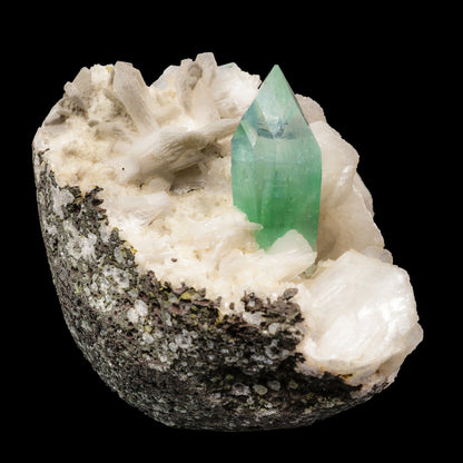 Green Apophyllite & Stilbite Cluster - Jalgaon India - 3" 316g – Apophyllite