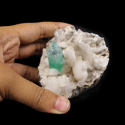 Green Apophyllite & Stilbite Cluster - Jalgaon India - 3" 316g – Apophyllite