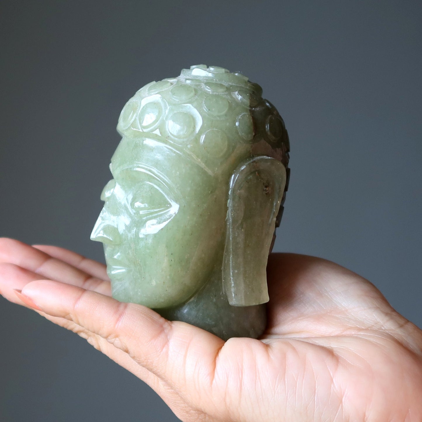 Green Aventurine Buddha Head Zen Meditation Crystal 3.5 Inch – Gods