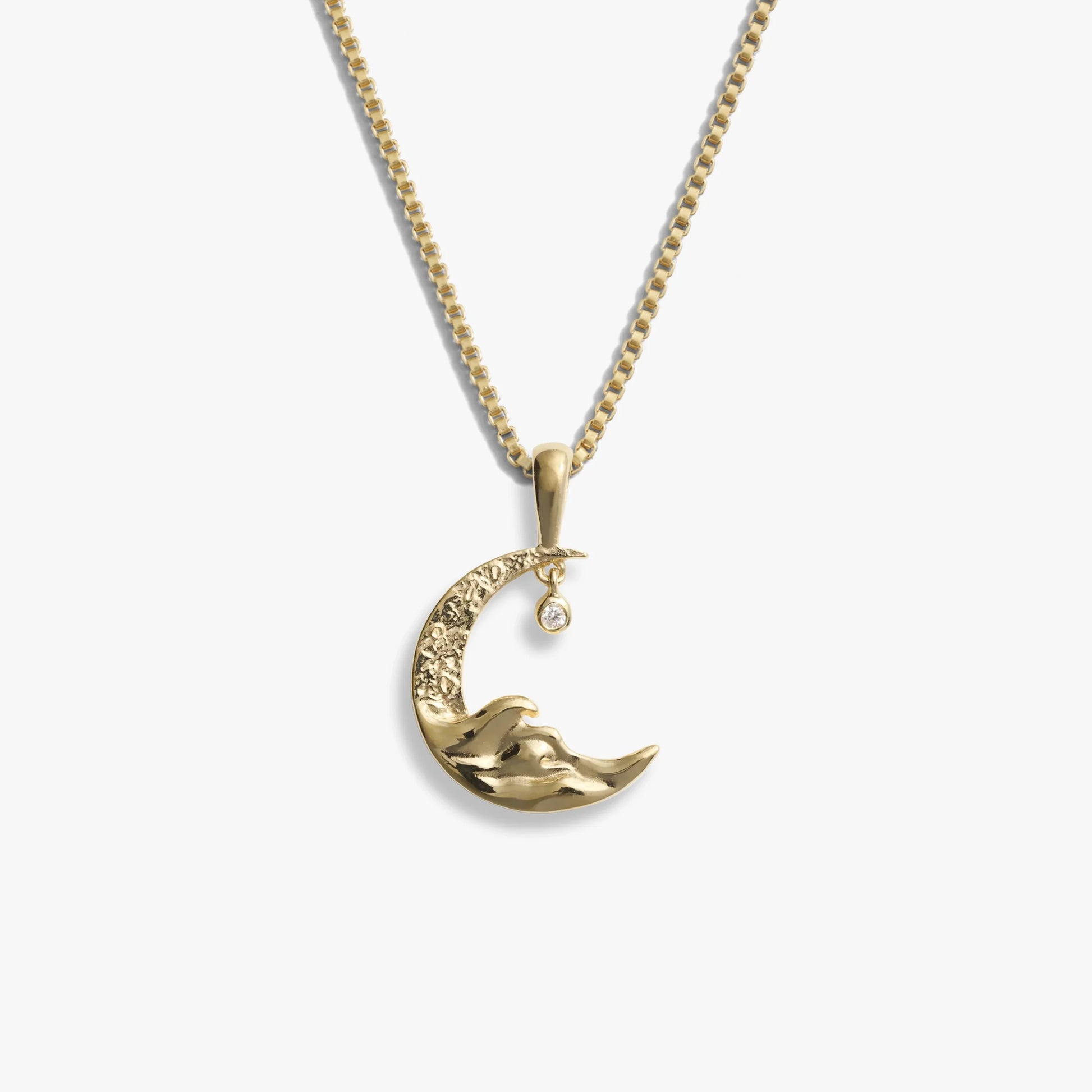 Diamond Moon Wave Necklace – 14K Gold Vermeil Necklaces