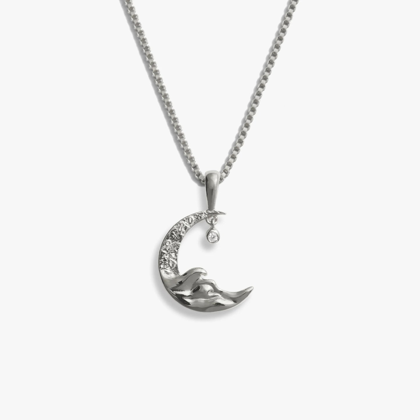 Diamond Moon Wave Necklace – 925 Sterling Silver Necklaces