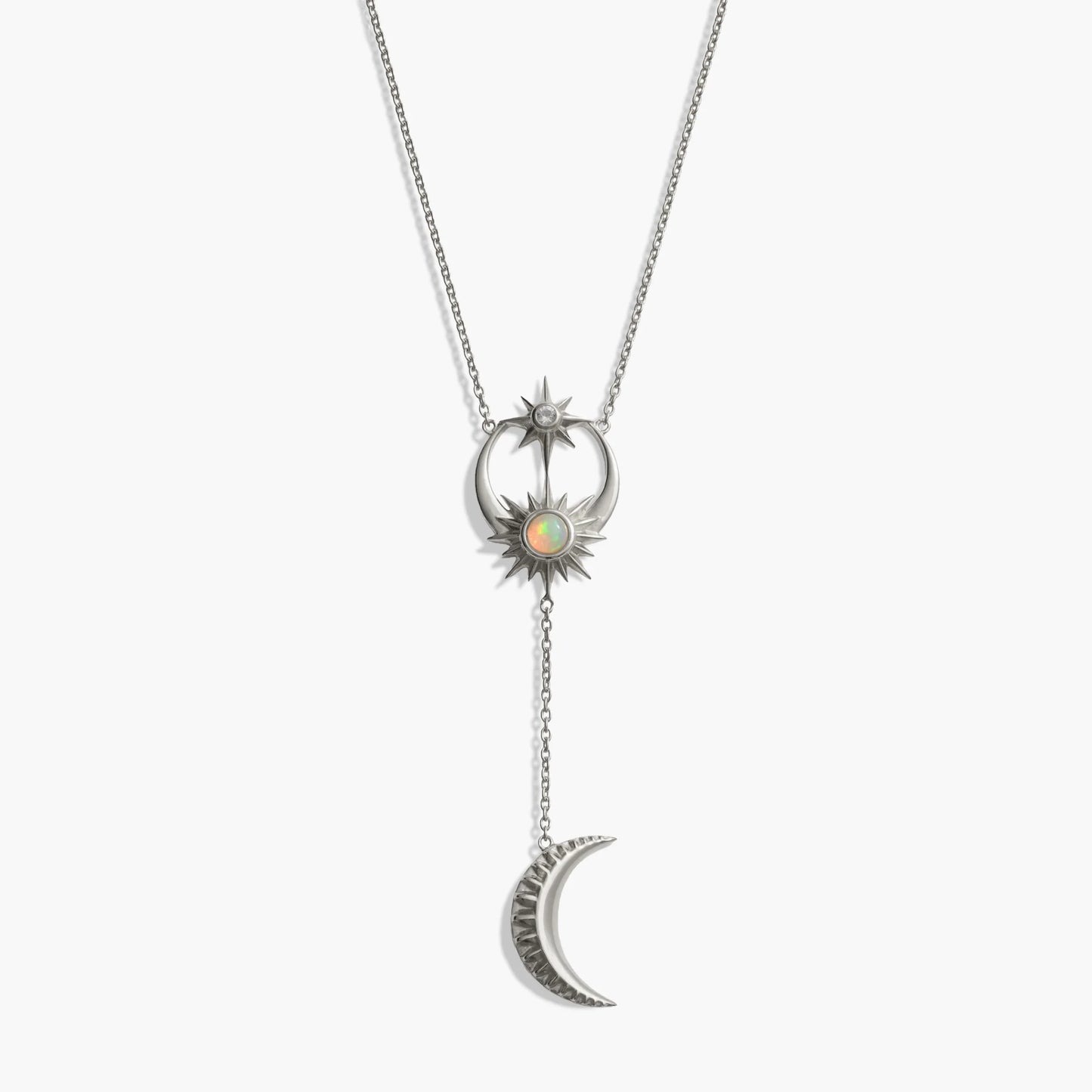 Sun / Moon & Stars Lariat Necklace – 925 Sterling Silver Necklaces