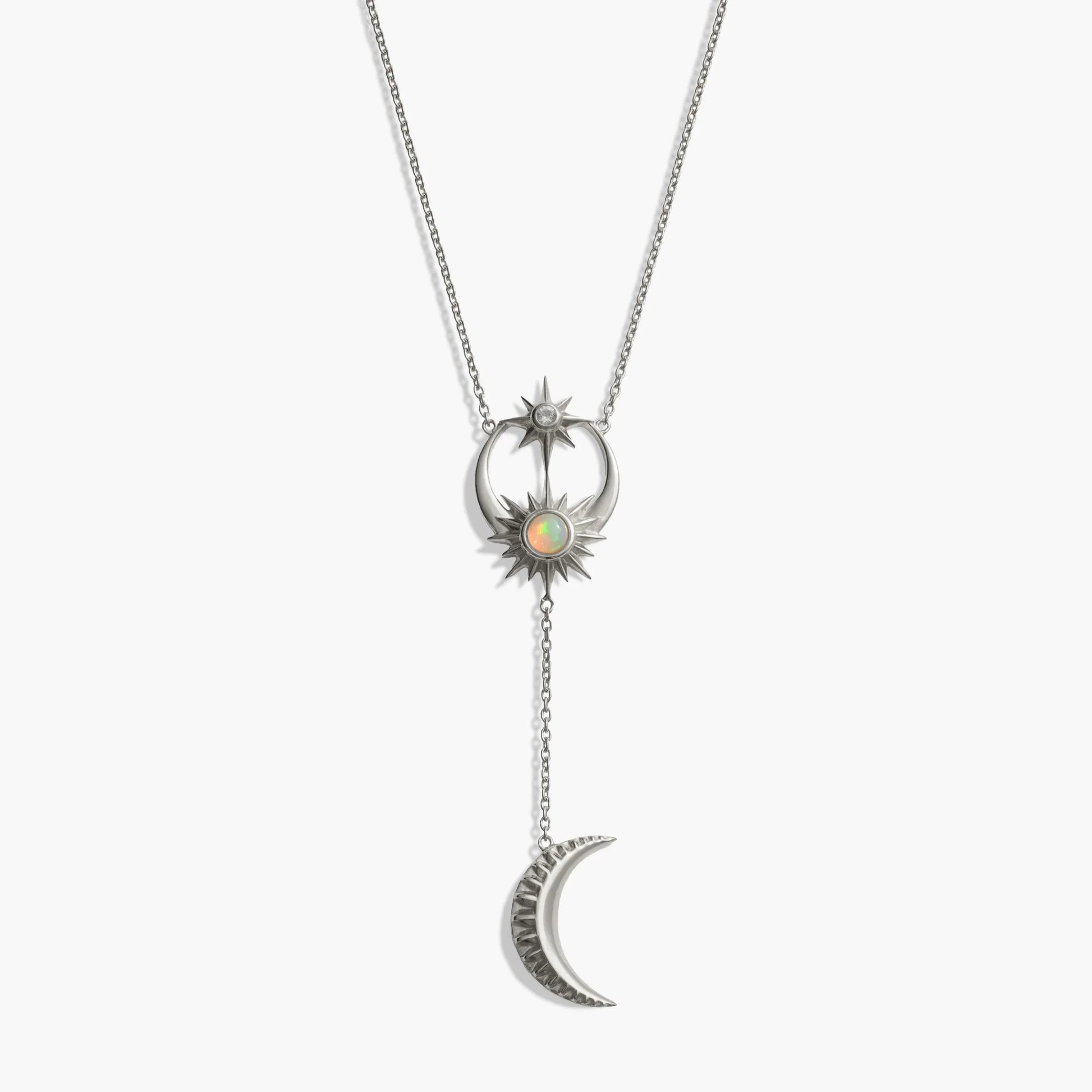 Sun / Moon & Stars Lariat Necklace – 925 Sterling Silver Necklaces