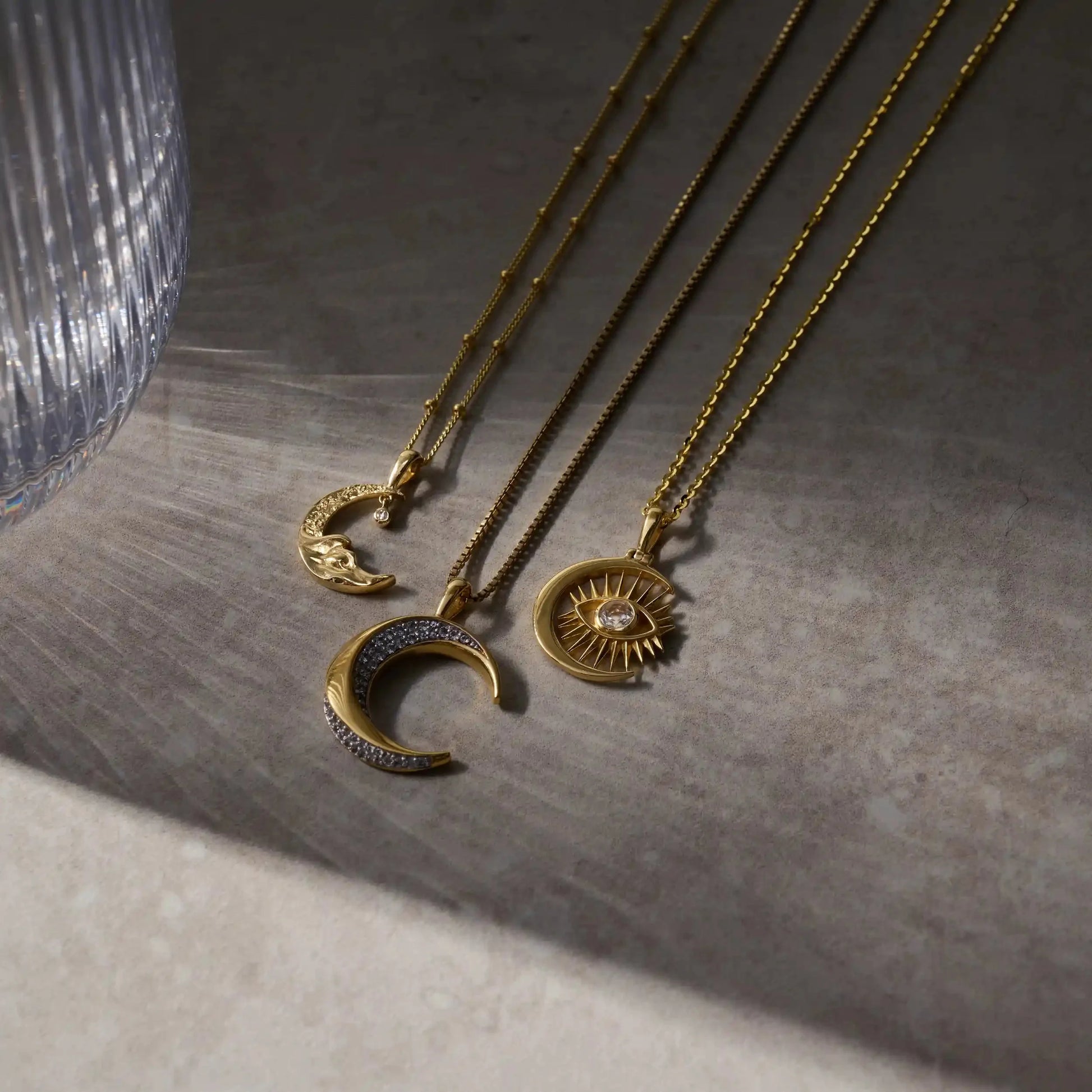 Diamond Moon Wave Necklace – Necklaces