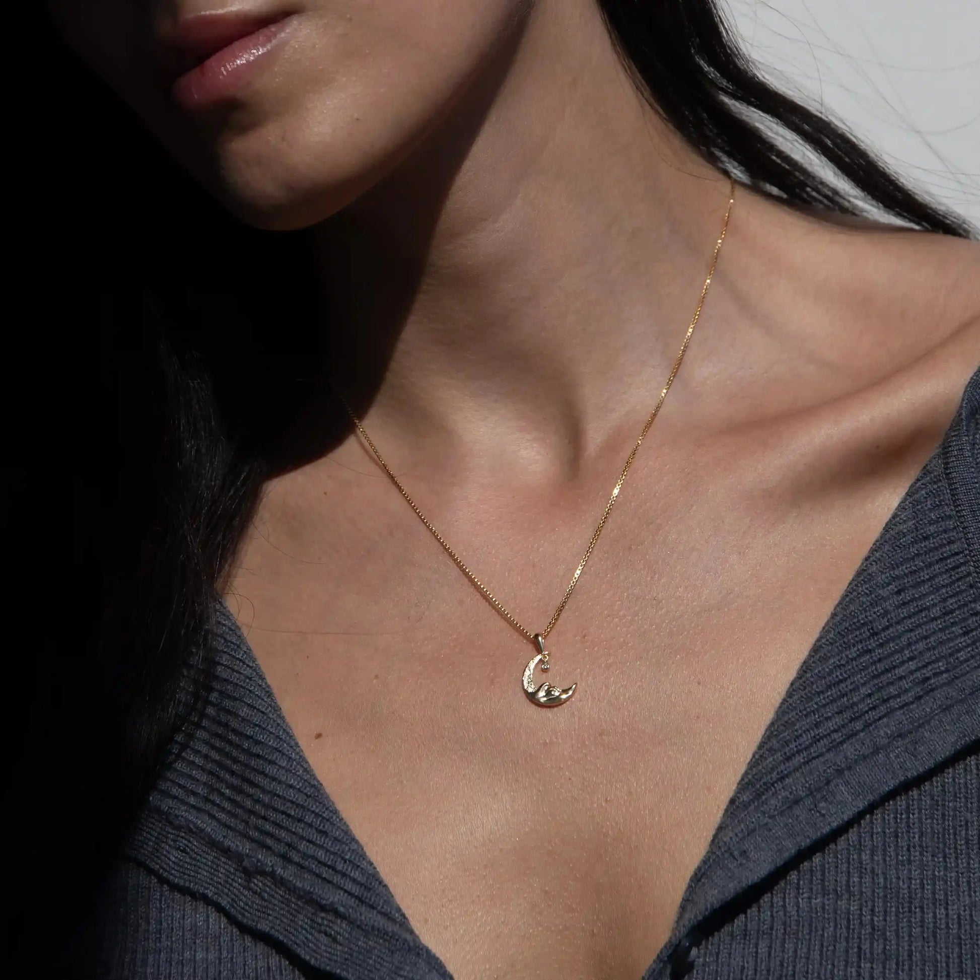 Diamond Moon Wave Necklace – Necklaces