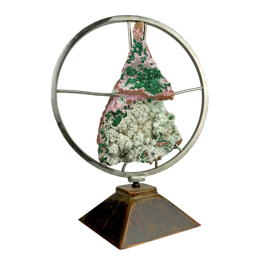 Malachite Druzy Specimen with Cobalto Calcite on Spinning Stand - From the Congo – Crystals & Minerals > Specimens