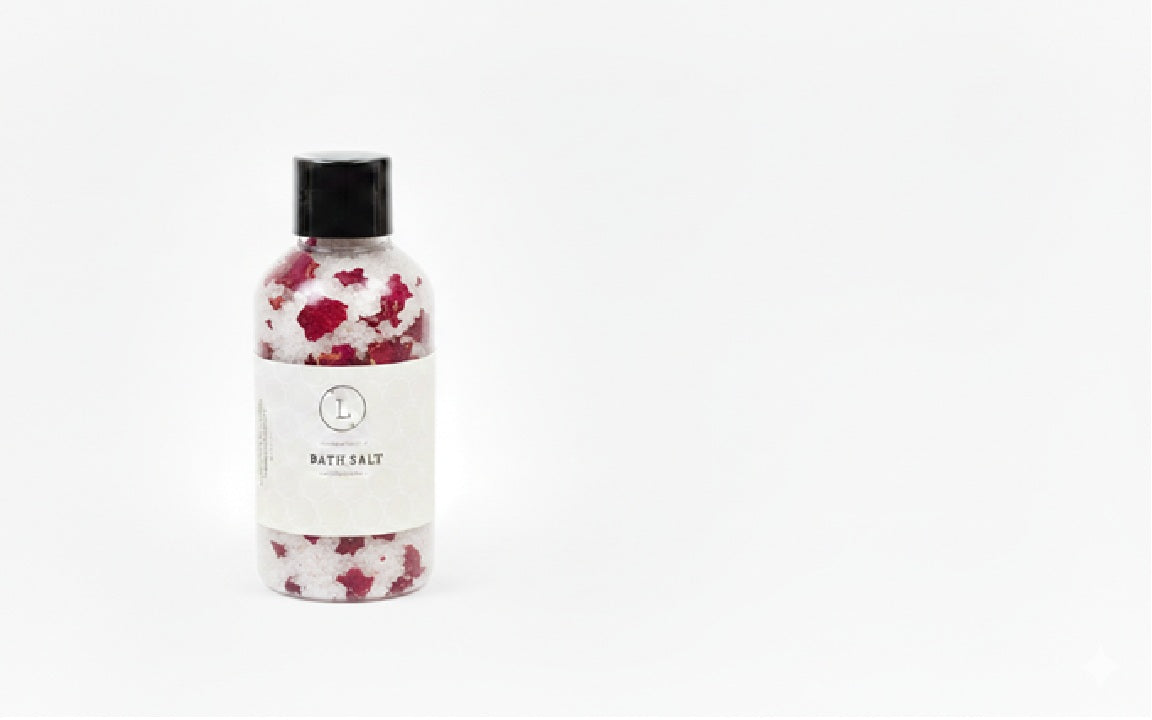 Luxurious Natural Bath Salts Discovery Set - 4 Botanical Glass Bottles –
