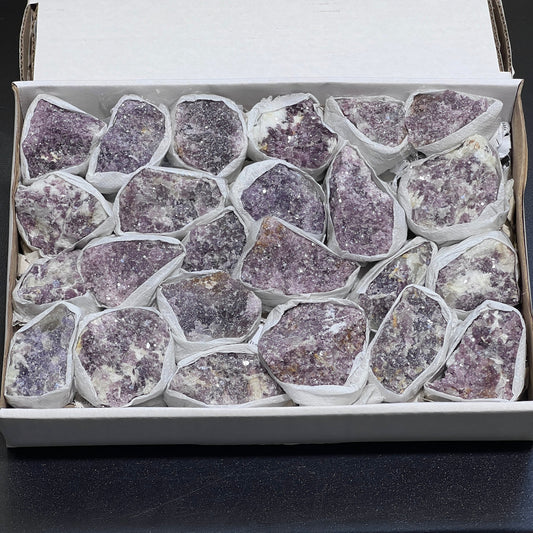 Lilac Lepidolite Crystals (Avg 3 LBs) Box Flat Bulk Wholesale Lot Rough Raw Stones Natural Gemstones – Home & Living > Home Decor > Home Accents > Rocks & Geodes