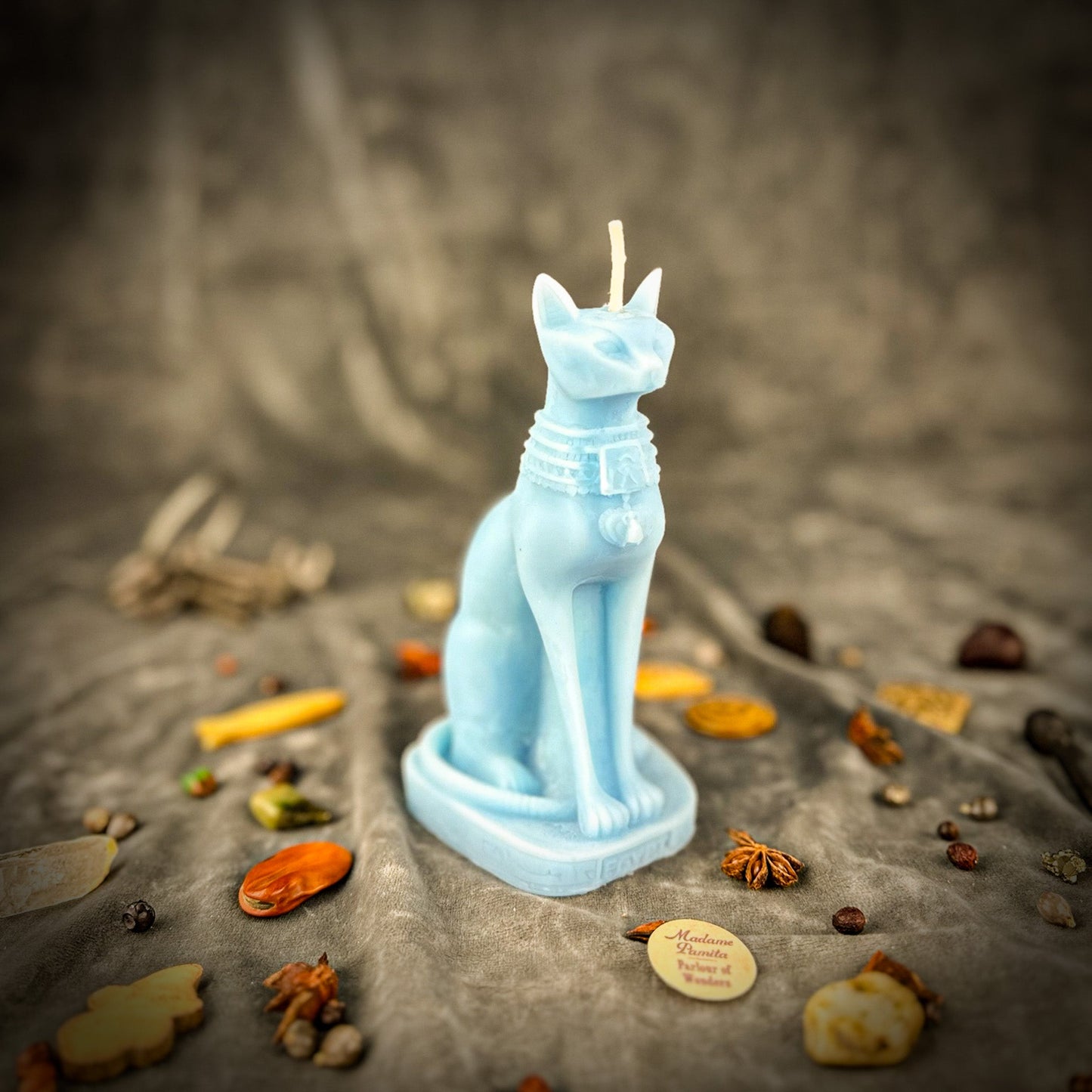 Bast Goddess Candle Spell Kit - Egyptian Protection – Blue (Communication) Candle Spell Kit