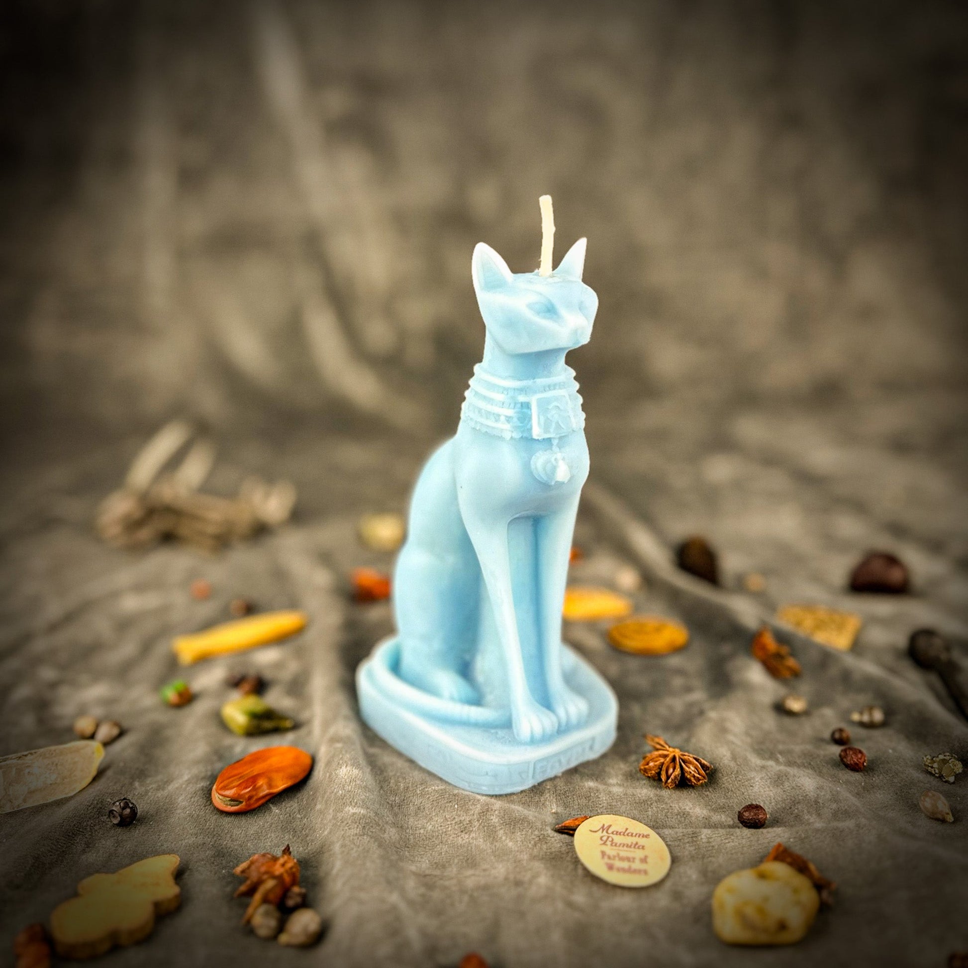 Bast Goddess Candle Spell Kit - Egyptian Protection – Blue (Communication) Candle Spell Kit