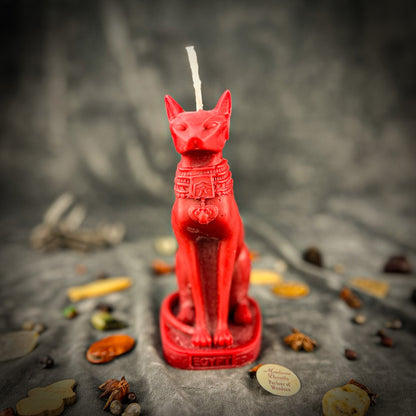 Bast Goddess Candle Spell Kit - Egyptian Protection – Red (Romance) Candle Spell Kit