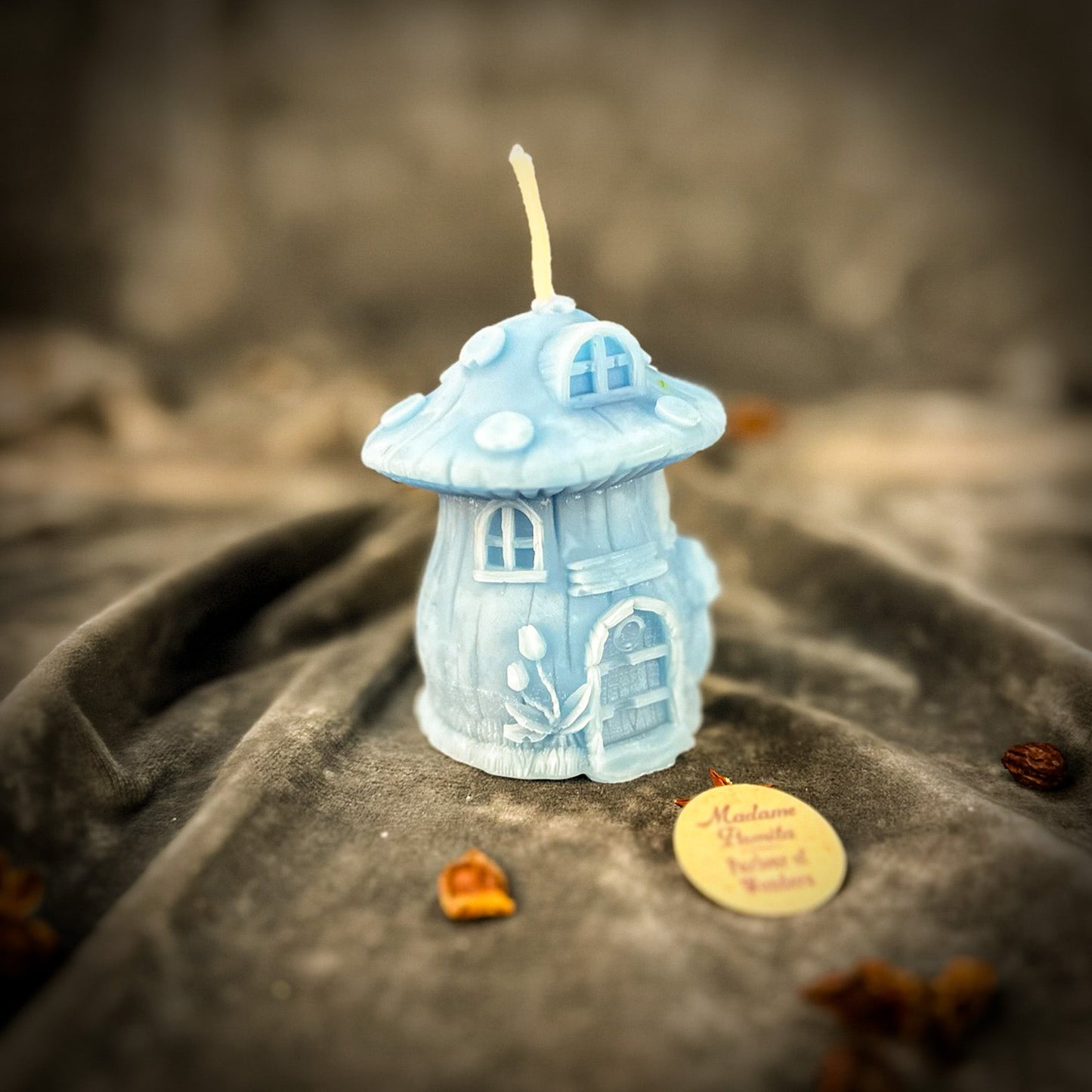 Cleansing Candle Spell Kit - Mushroom Fairy Hut – Blue (Healing) Candle Spell Kit