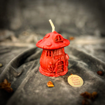 Cleansing Candle Spell Kit - Mushroom Fairy Hut – Red (Romance) Candle Spell Kit