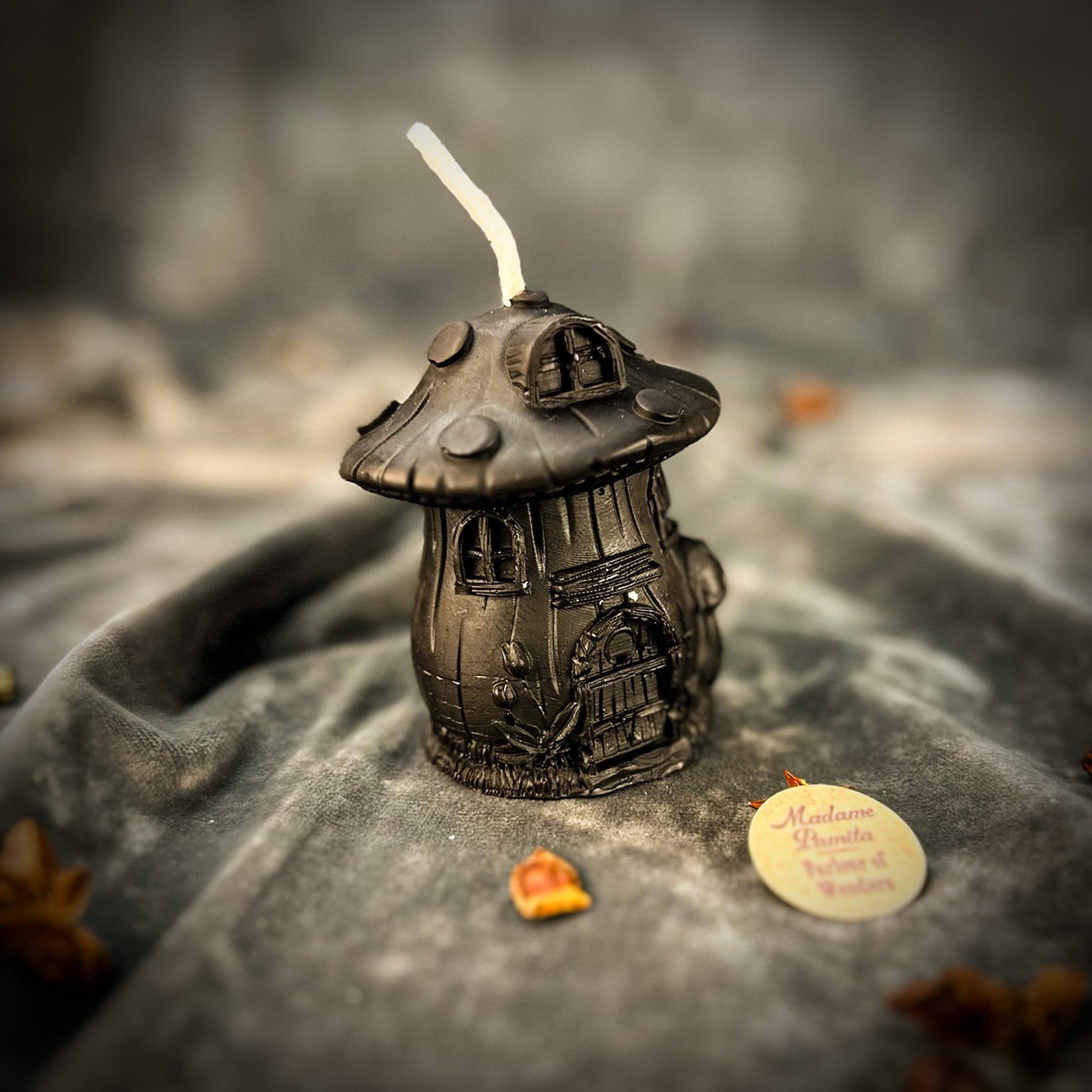 Cleansing Candle Spell Kit - Mushroom Fairy Hut – Black (Protection) Candle Spell Kit