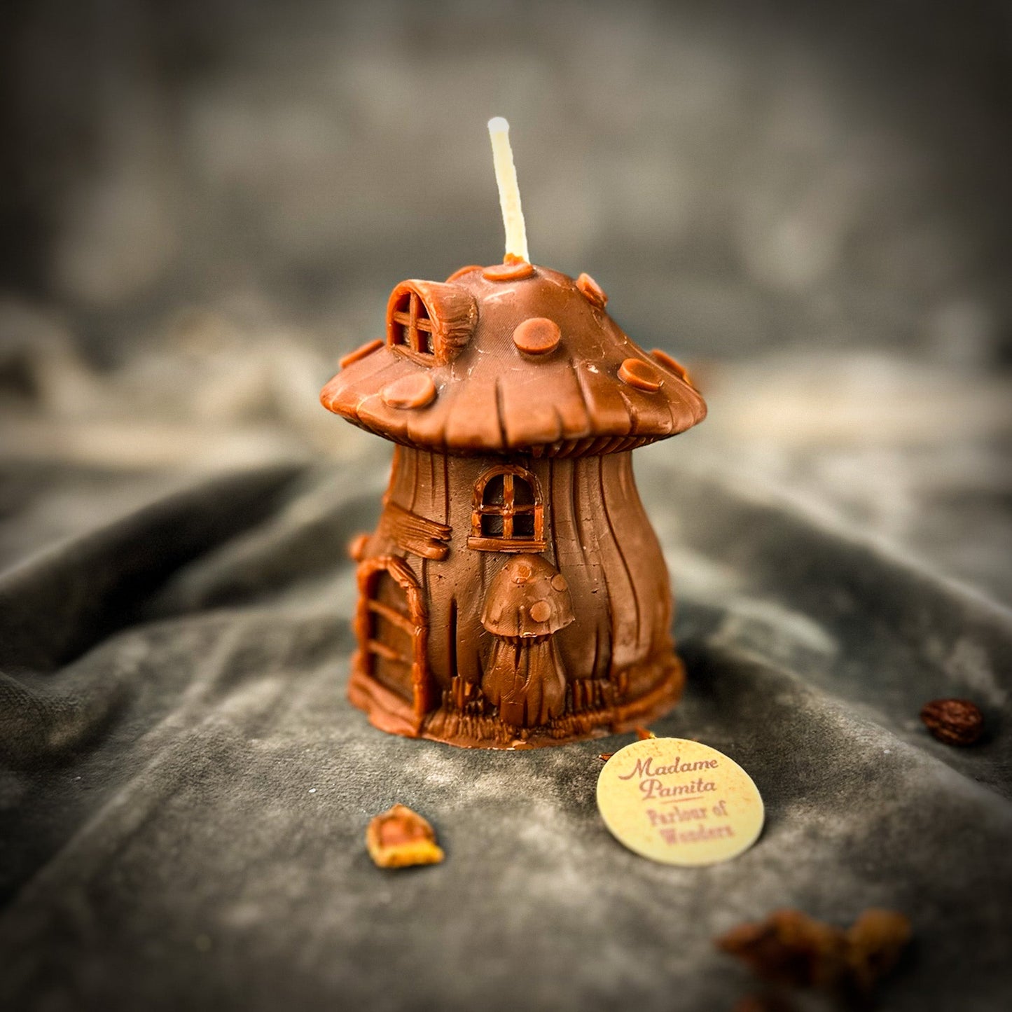 Cleansing Candle Spell Kit - Mushroom Fairy Hut – Brown (Grounding) Candle Spell Kit