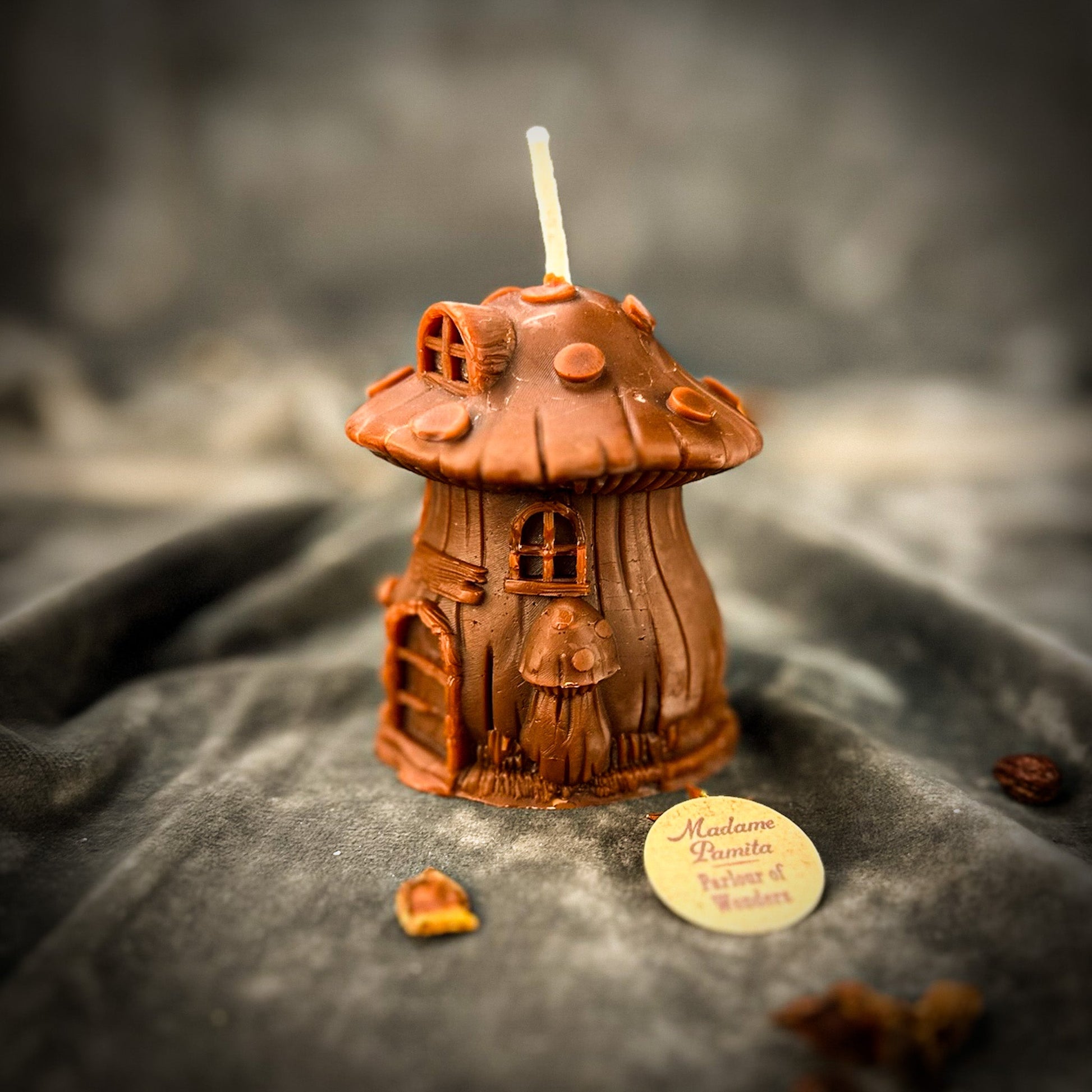 Cleansing Candle Spell Kit - Mushroom Fairy Hut – Brown (Grounding) Candle Spell Kit