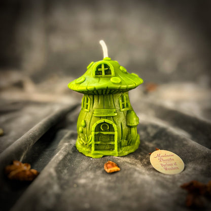 Cleansing Candle Spell Kit - Mushroom Fairy Hut – Green (Prosperity) Candle Spell Kit