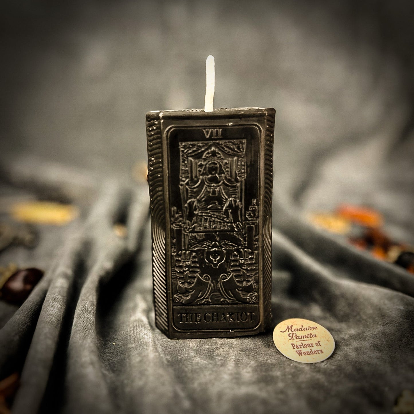 The Chariot Tarot Spell Candle Kit - Beeswax Victory Candle – Black (Protection) Candle Spell Kit