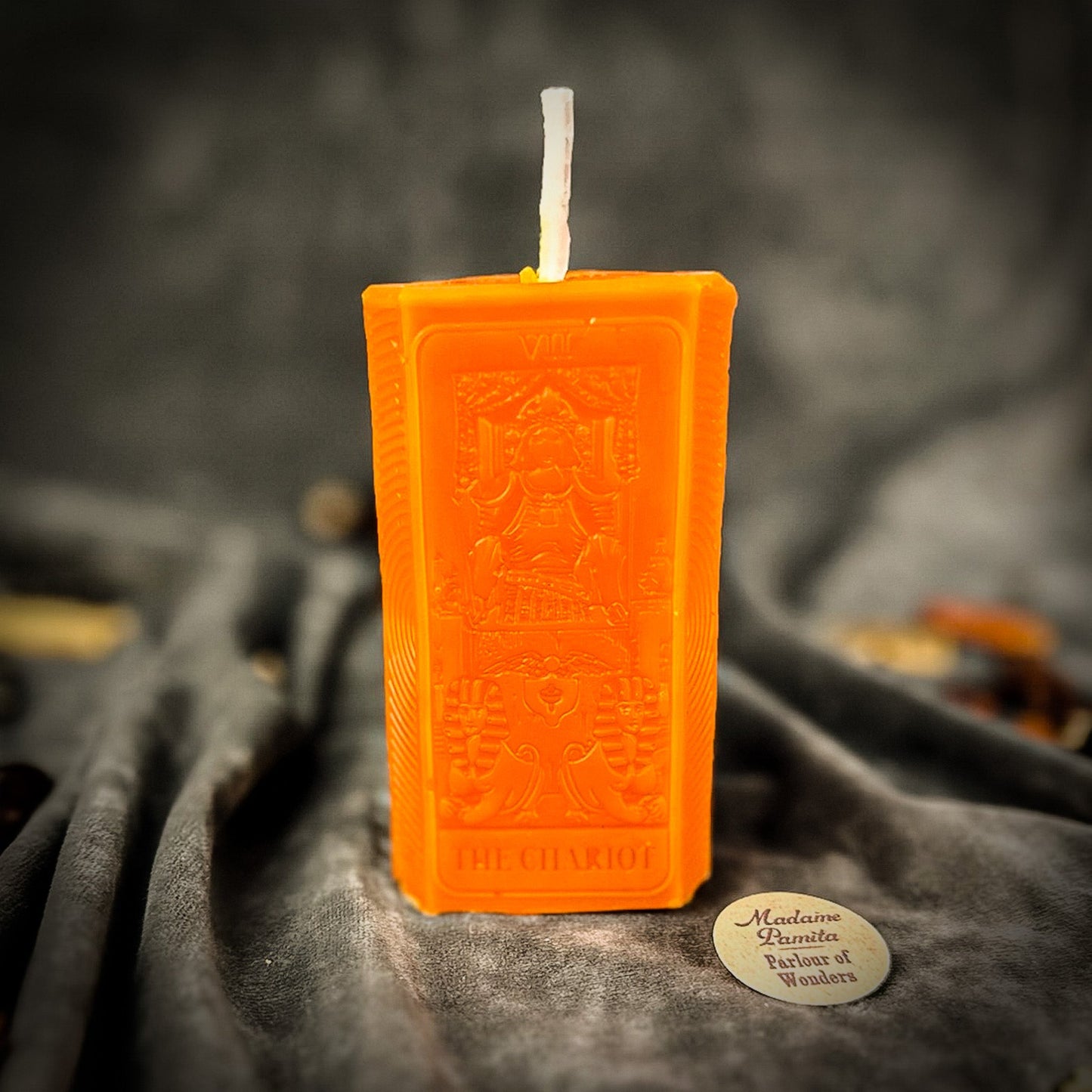 The Chariot Tarot Spell Candle Kit - Beeswax Victory Candle – Orange (Opportunity) Candle Spell Kit