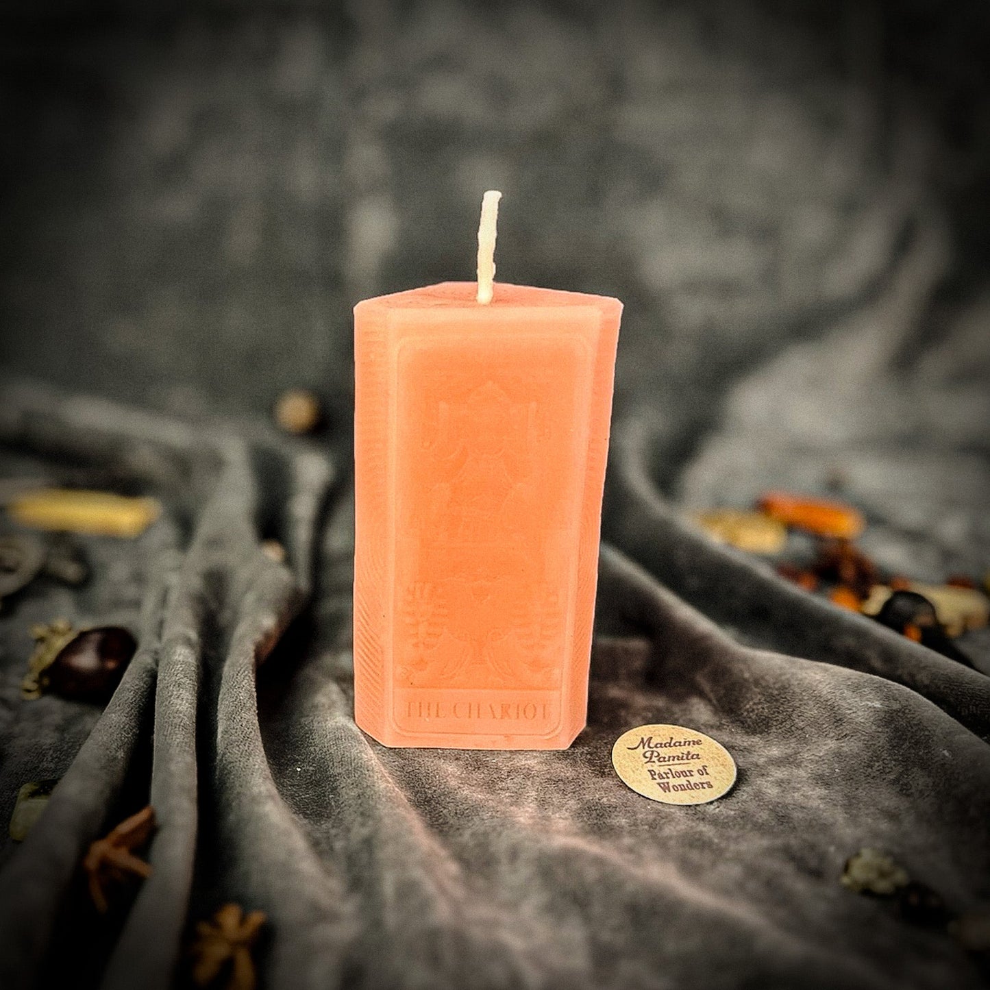The Chariot Tarot Spell Candle Kit - Beeswax Victory Candle – Pink (Friendship) Candle Spell Kit