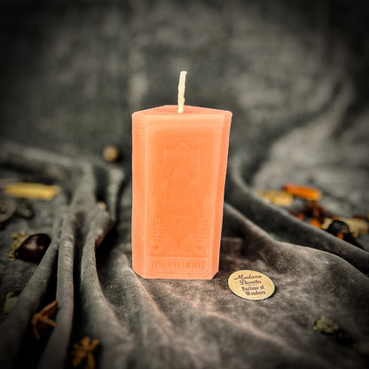 The Chariot Tarot Spell Candle Kit - Beeswax Victory Candle – Pink (Friendship) Candle Spell Kit
